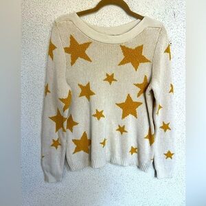 EUC Marled Star Sweater gold and cream large